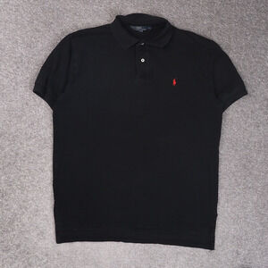 VTG 90s Polo Ralph Lauren Large Black Short Sleeve 1/4 Button Polo Shirt